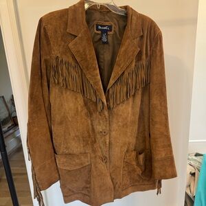 Denim&Co Women's Suede Fringe Blazer